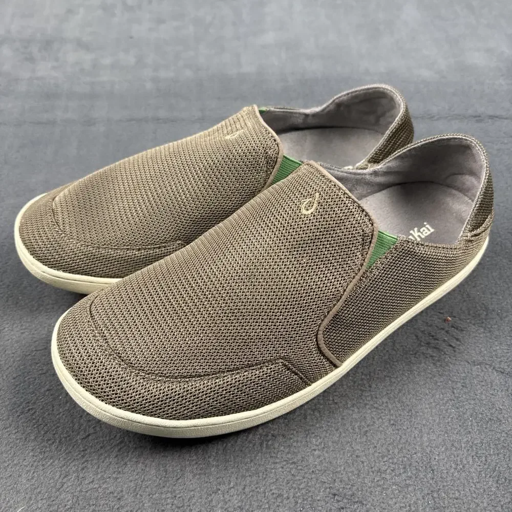OLUKAI Nohea Mesh Men's 11.5 Slip On Sneakers Lightweight Brown Excellent